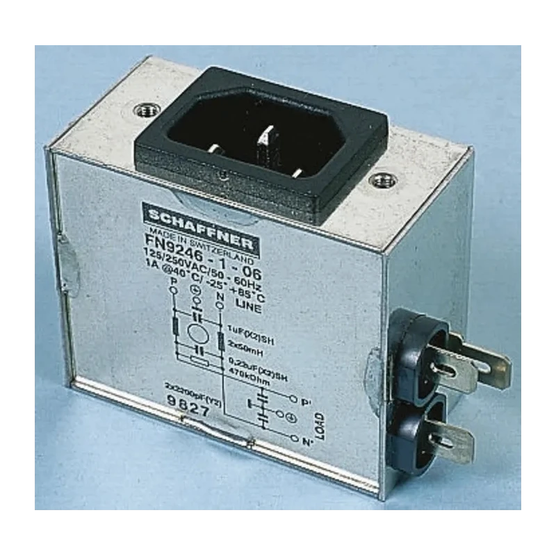 Schaffner Panel Mount IEC Filter Male 250V AC 20A Faston FN9246-20-06