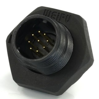 RS PRO Circular Connector Socket Male, 9 Contacts, Rear Mount, 13 mm, Threaded, IP68, 125V 3A 233-8233