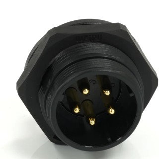 RS PRO Circular Connector Socket 5 Contacts Rear Mount 21 mm, Male, IP68, Threaded, 500V 10A 233-8317