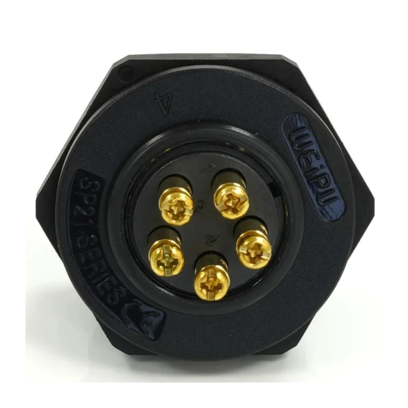 RS PRO Circular Connector Socket 5 Contacts Rear Mount 21 mm, Male, IP68, Threaded, 500V 10A 233-8317