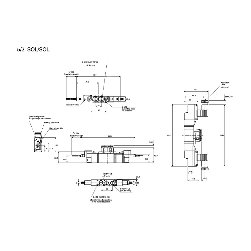 SMC Pneumatic Control Valve Pilot Rc 1/8 in 24V DC 0.7 MPa Die Cast Aluminium SY5000
