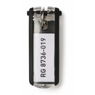 Durable Plastic Key Tag Black 6 Pack Key Ring Accessory 195701