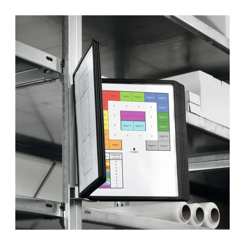 Durable VARIO Wall Magnetic Display Panel Document Holder Black A4 10 Panels 325mm x 260mm x 370mm 591801