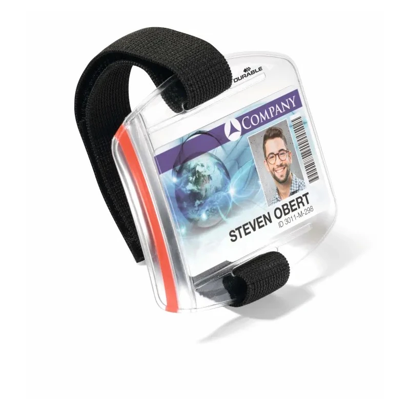 Durable Transparent Plastic Badge Holder Arm Strap, Adjustable UV Protected, 90mm x 110mm 841419