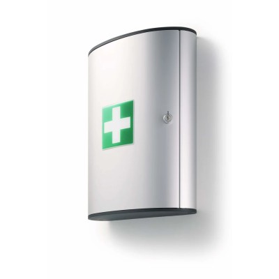 Durable Aluminium First Aid Cabinet Wall-Mounted with 3 Compartments 400 mm x 302 mm x 118 mm 197323