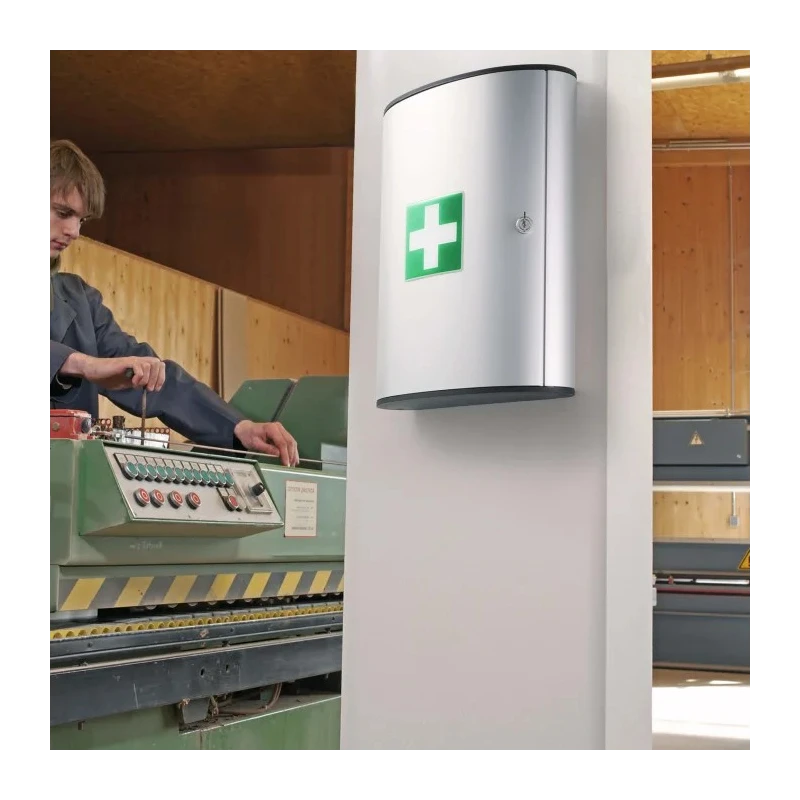 Durable Aluminium First Aid Cabinet Wall-Mounted with 3 Compartments 400 mm x 302 mm x 118 mm 197323