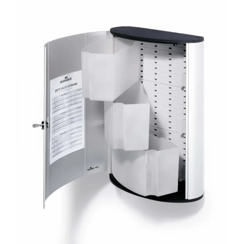 Durable Aluminium First Aid Cabinet Wall-Mounted with 3 Compartments 400 mm x 302 mm x 118 mm 197323