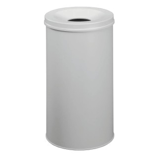 Durable Waste Basket Safe Round Fire Extinguishing Metal Waste Bin 60L Capacity Grey Steel Flip Lid 330710
