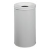 Durable Waste Basket Safe Round Fire Extinguishing Metal Waste Bin 60L Capacity Grey Steel Flip Lid 330710