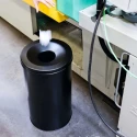 Durable Waste Basket Safe Round Fire Extinguishing Metal Waste Bin 60L Capacity Grey Steel Flip Lid 330710