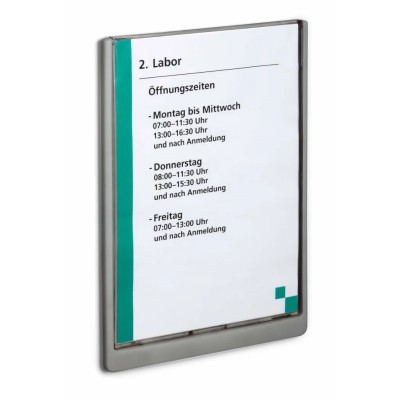 Durable Grey A4 Wall Mount Document Display 327 mm Height, 233 mm Width 486737