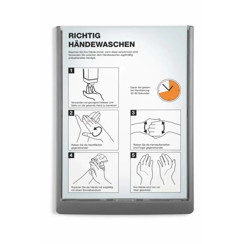 Durable Grey A4 Wall Mount Document Display 327 mm Height, 233 mm Width 486737