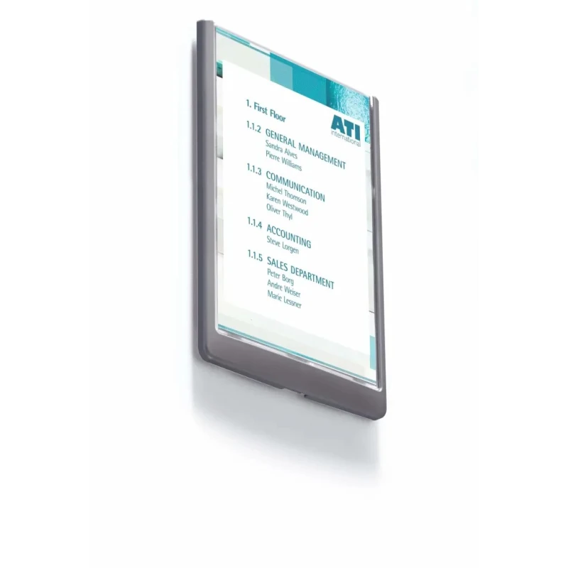 Durable Grey A4 Wall Mount Document Display 327 mm Height, 233 mm Width 486737