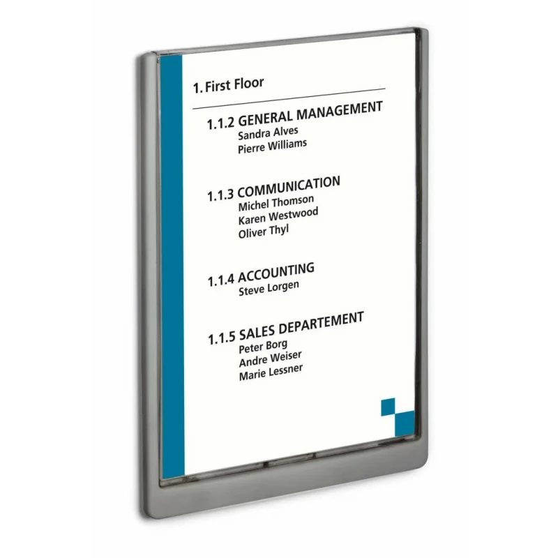 Durable Grey A4 Wall Mount Document Display 327 mm Height, 233 mm Width 486737