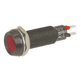 Marl Panel Mount LED Indicator, Red, Smoked Polycarbonate Lens, 8.1 mm Mount Hole, IP67, 24-28V DC, 677-501-23