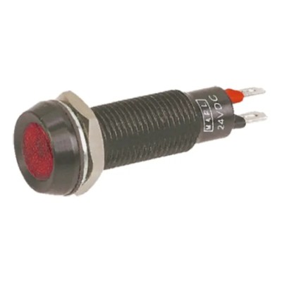 Marl Panel Mount LED Indicator, Red, Smoked Polycarbonate Lens, 8.1 mm Mount Hole, IP67, 24-28V DC, 677-501-23