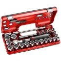 Facom 25-Piece 1/2 in 6 Point Socket Set with Ratchet, Extensions and Coupler SXL.DBOX2