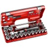 Facom 25-Piece 1/2 in 6 Point Socket Set with Ratchet, Extensions and Coupler SXL.DBOX2