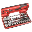 Facom 21-Piece 1/2 in 6 Point Socket Set Drive Size 1/2 in Chrome Vanadium Steel SL.DBOX501