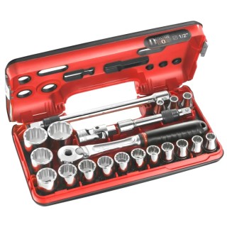 Facom 21-Piece 1/2 in 6 Point Socket Set Drive Size 1/2 in Chrome Vanadium Steel SL.DBOX501