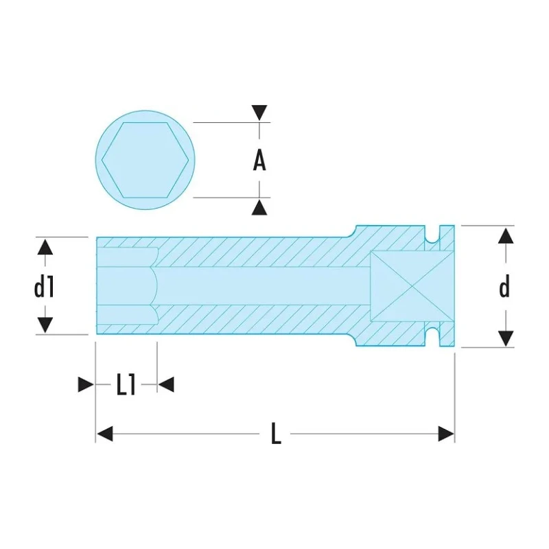 Facom 10 mm 1/2 in Drive Impact Socket 82 mm Length NSD.10L