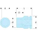 Facom Standard Impact Socket 12 mm Socket Size 1/2 in Drive Square Type Manganese Phosphate Finish 38mm Length NSD.12B