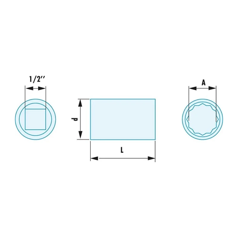Facom 1/2 in Drive 15/16 in Standard Square Socket, Beryllium Copper Alloy, Anti-Magnetic Non-Sparking, 43mm S.15/16SR