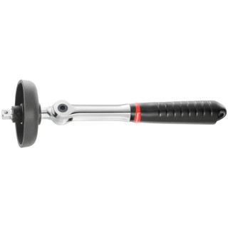 Facom 3/8 in Socket Wrench with Bi-Material Elastomer Handle, Satin Chrome Finish, 280mm Overall Length D.48