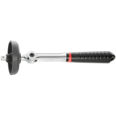 Facom 3/8 in Socket Wrench with Bi-Material Elastomer Handle, Satin Chrome Finish, 280mm Overall Length D.48
