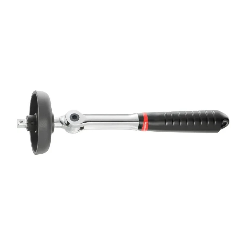 Facom 3/8 in Socket Wrench with Bi-Material Elastomer Handle, Satin Chrome Finish, 280mm Overall Length D.48