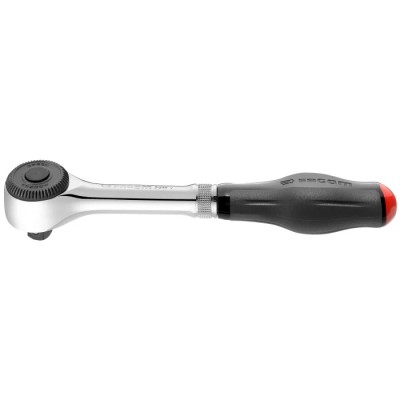 Facom 1/2 in Ratchet with Bi-Material Elastomer Handle, Chrome Vanadium Steel Satin Chrome Finish, 251mm Overall S.360