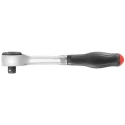 Facom 1/2 in Ratchet with Bi-Material Elastomer Handle, Chrome Vanadium Steel Satin Chrome Finish, 251mm Overall S.360