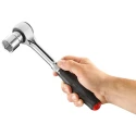 Facom 1/2 in Ratchet with Bi-Material Elastomer Handle, Chrome Vanadium Steel Satin Chrome Finish, 251mm Overall S.360