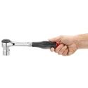 Facom 1/2 in Ratchet with Bi-Material Elastomer Handle, Chrome Vanadium Steel Satin Chrome Finish, 251mm Overall S.360
