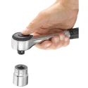 Facom 1/2 in Ratchet with Bi-Material Elastomer Handle, Chrome Vanadium Steel Satin Chrome Finish, 251mm Overall S.360