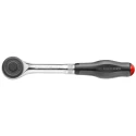 Facom 1/2 in Ratchet with Bi-Material Elastomer Handle, Chrome Vanadium Steel Satin Chrome Finish, 251mm Overall S.360