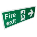 RS PRO Polyvinyl Chloride FIRE EXIT Sign English, Symbol and Text, 150 mm x 450 mm, Green and White 235-1192