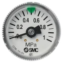 SMC Pressure Gauge 0 to 10 bar Maximum Pressure, Rolled Steel Case, Back Entry, White Dial G36-10-01