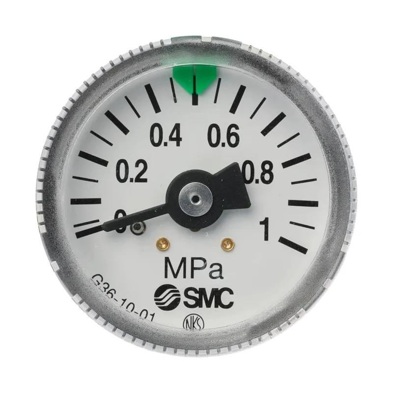 SMC Pressure Gauge 0 to 10 bar Maximum Pressure, Rolled Steel Case, Back Entry, White Dial G36-10-01