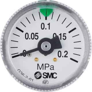 SMC 37 mm R 1/8 in Type R Pressure Gauge, 2 bar G36-2-01