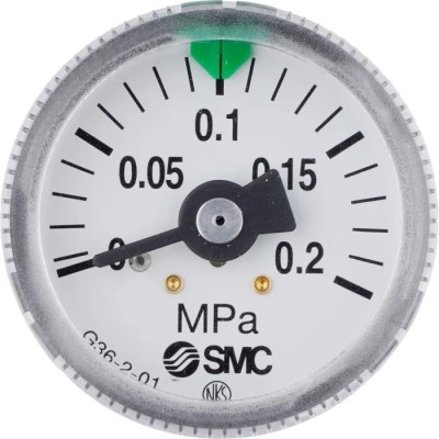 SMC 37 mm R 1/8 in Type R Pressure Gauge, 2 bar G36-2-01