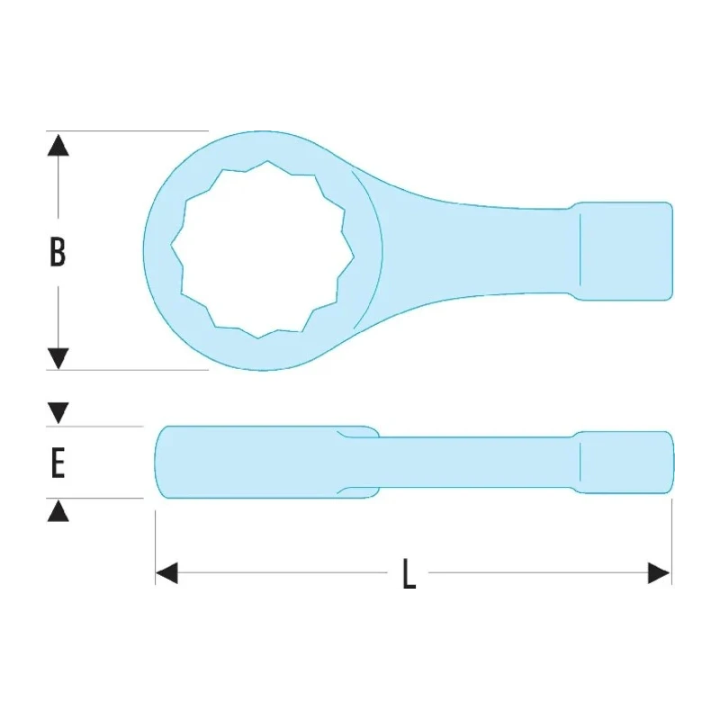 Facom Slogging Spanner Single Ended, 41 mm Size, 230 mm Overall Length, Alloy Steel Burnished Finish 51B.41