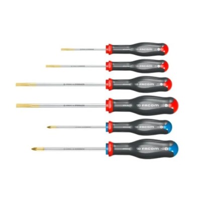 Facom Flat, Pozidriv, Phillips Standard Screwdriver Set, 10-Piece AT.J10