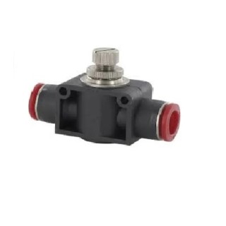 RS PRO Pneumatic In-Line Flow Regulator Tube 6 mm Push-In Fitting Plastic Body PBT Nitrile Seal Nickel Plated Brass 235-4736