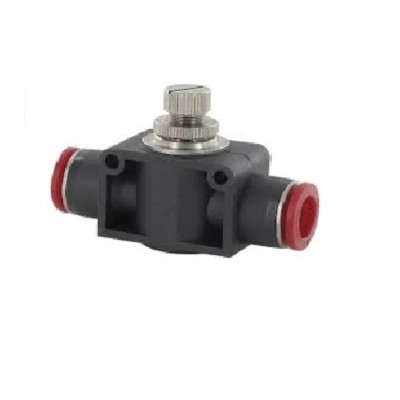 RS PRO Pneumatic In-Line Flow Regulator Tube 6 mm Push-In Fitting Plastic Body PBT Nitrile Seal Nickel Plated Brass 235-4736