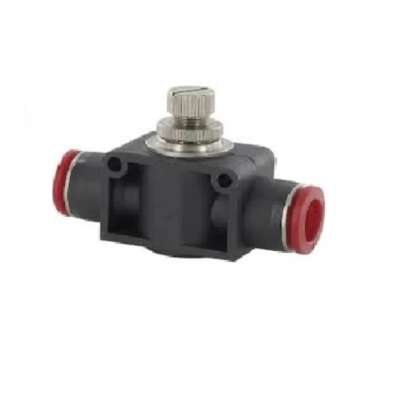 RS PRO Pneumatic In-Line Flow Regulator Tube 6 mm Push-In Fitting Plastic Body PBT Nitrile Seal Nickel Plated Brass 235-4736