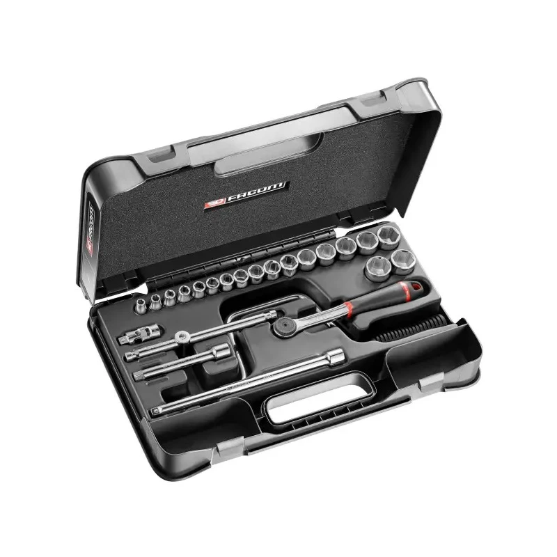 Facom 24-Piece 3/8 in Drive 6 Point Socket Set Chrome Vanadium Steel Bright Chrome Finish J.161-4P6