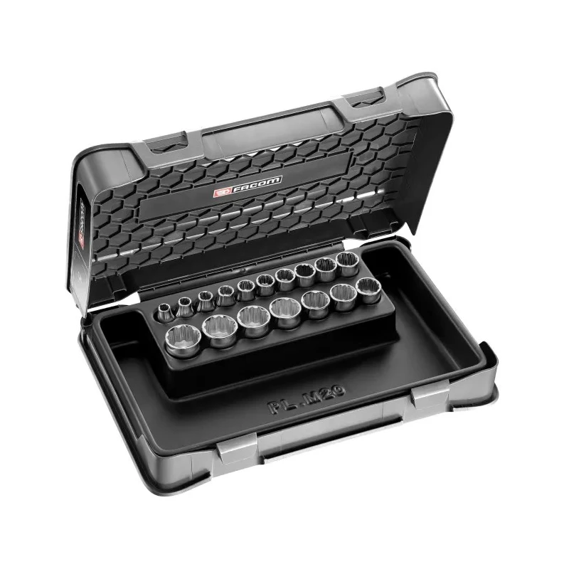 Facom 17-Piece 3/8 in Hexagon Socket Set Chrome Vanadium Steel Bright Chrome Finish J.400