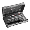 Facom 18-Piece 3/8 in Hexagon Socket Set with Performance Round Head Ratchet Bright Chrome Finish J.161-2P6PF