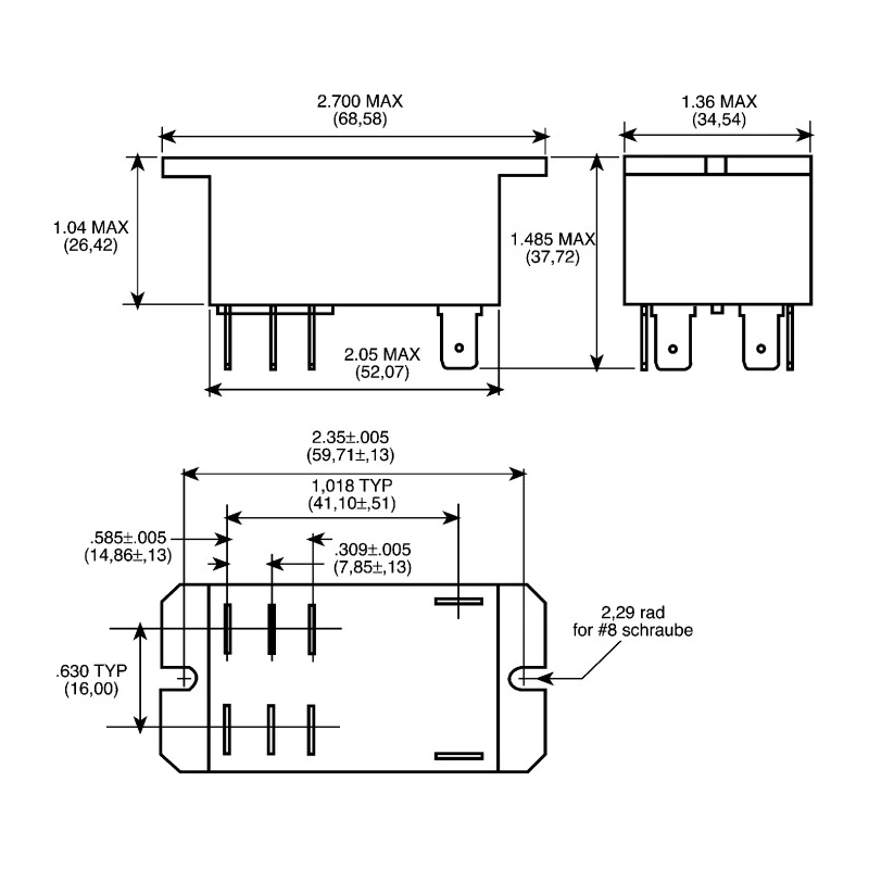 TE Connectivity Flange Power Relay 12V DC Coil 30A Switching Current DPST T92P7D22-12 6-1393211-9